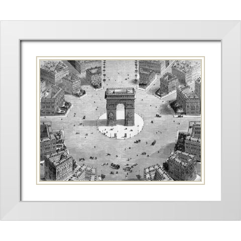Illustration of the Place de lEtoile, 1857 (detail) White Modern Wood Framed Art Print with Double Matting by Anonymous