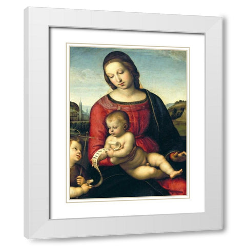 Madonna Terranuova White Modern Wood Framed Art Print with Double Matting by Raffaello