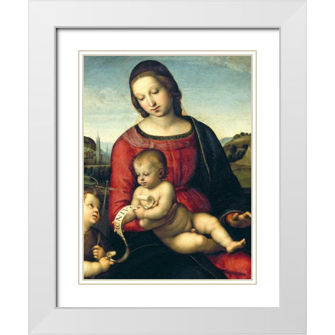 Madonna Terranuova White Modern Wood Framed Art Print with Double Matting by Raffaello