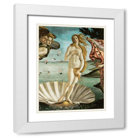 La nascita di Venere (detail) White Modern Wood Framed Art Print with Double Matting by Botticelli, Sandro