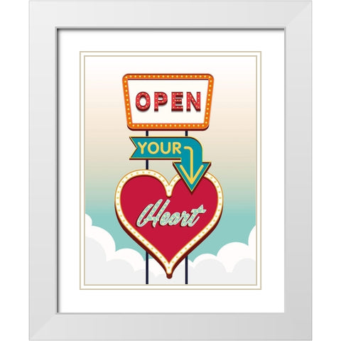 Open your heart White Modern Wood Framed Art Print with Double Matting by Steven, Hill