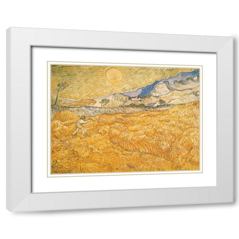 The Harvester White Modern Wood Framed Art Print with Double Matting by van Gogh, Vincent