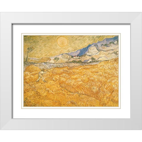 The Harvester White Modern Wood Framed Art Print with Double Matting by van Gogh, Vincent