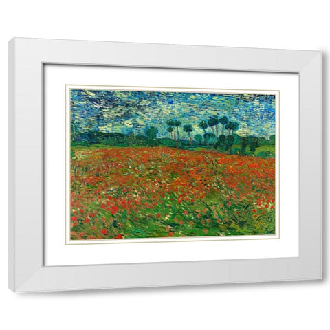 Poppy field White Modern Wood Framed Art Print with Double Matting by Van Gogh, Vincent