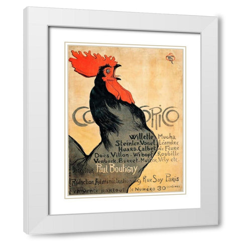 Cocorico White Modern Wood Framed Art Print with Double Matting by Steinlen, Theophile