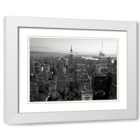 Skyline of Midtown Manhattan, NYC White Modern Wood Framed Art Print with Double Matting by Ratsenskiy, Vadim