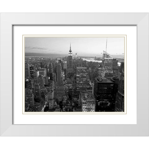 Skyline of Midtown Manhattan, NYC White Modern Wood Framed Art Print with Double Matting by Ratsenskiy, Vadim