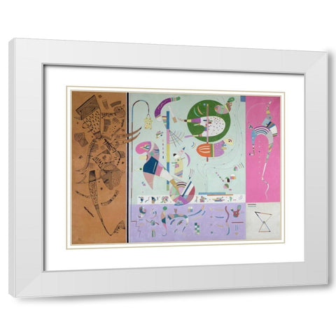 Parties diverses White Modern Wood Framed Art Print with Double Matting by Kandinsky, Wassily