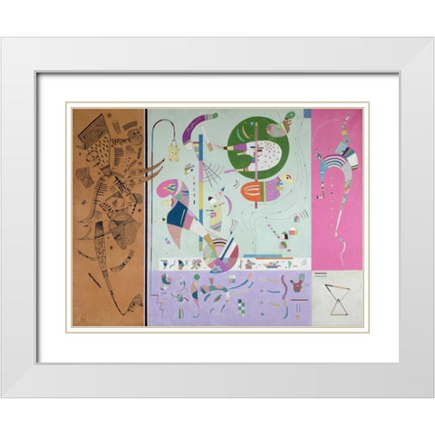 Parties diverses White Modern Wood Framed Art Print with Double Matting by Kandinsky, Wassily