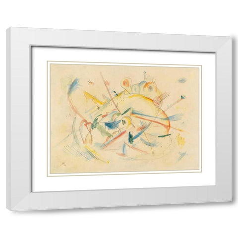 Senza titolo White Modern Wood Framed Art Print with Double Matting by Kandinsky, Wassily