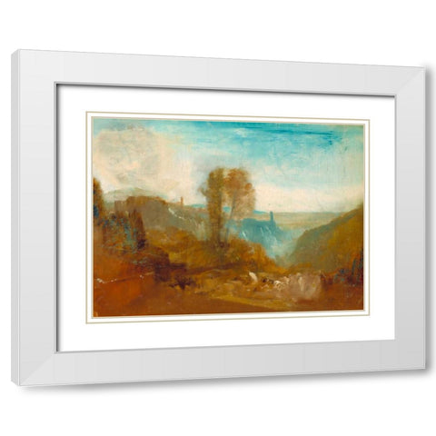 Tivoli - the Cascatelle White Modern Wood Framed Art Print with Double Matting by Turner, William
