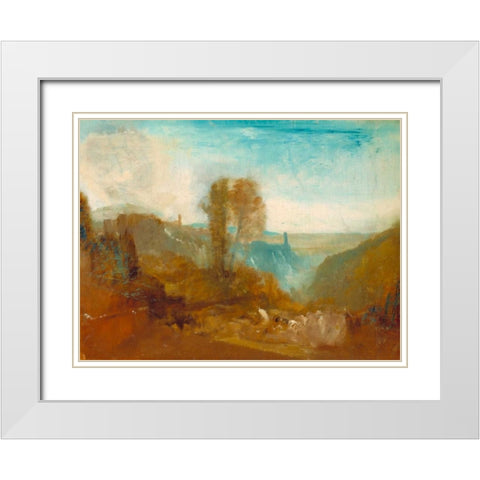 Tivoli - the Cascatelle White Modern Wood Framed Art Print with Double Matting by Turner, William