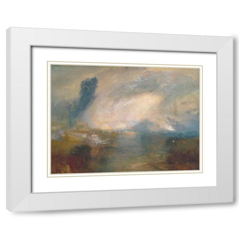 The Thames above Waterloo Bridge White Modern Wood Framed Art Print with Double Matting by Turner, William