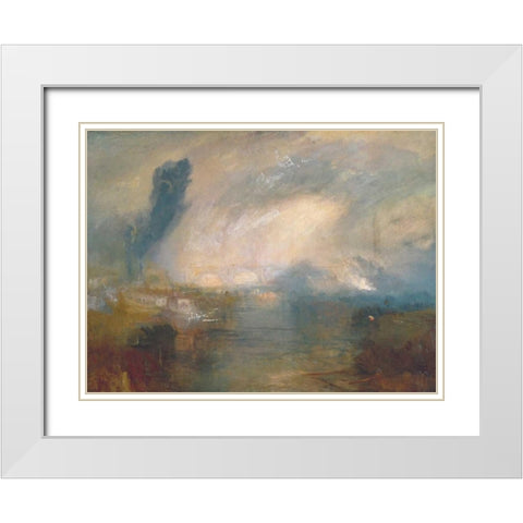 The Thames above Waterloo Bridge White Modern Wood Framed Art Print with Double Matting by Turner, William