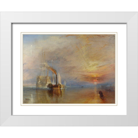 The Fighting Temeraire White Modern Wood Framed Art Print with Double Matting by Turner, William