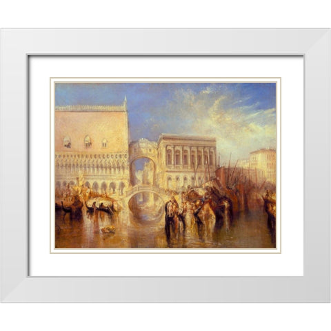 Venice - the Bridge of Sighs White Modern Wood Framed Art Print with Double Matting by Turner, William