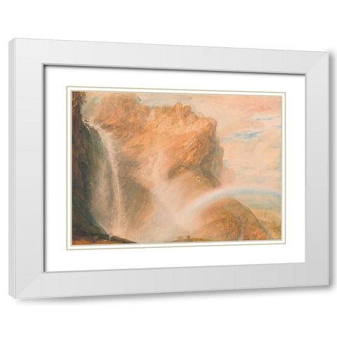 Upper Fall of the Reichenbach, Rainbow White Modern Wood Framed Art Print with Double Matting by Turner, William
