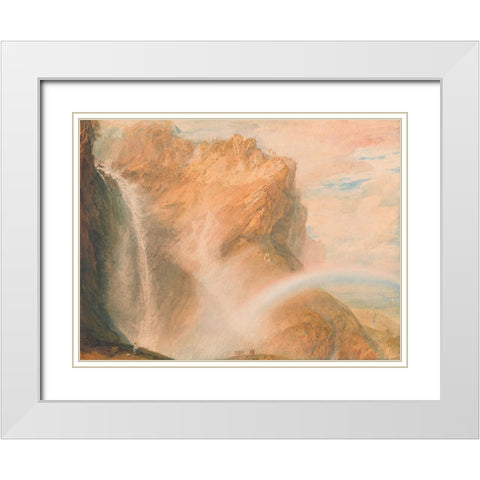 Upper Fall of the Reichenbach, Rainbow White Modern Wood Framed Art Print with Double Matting by Turner, William