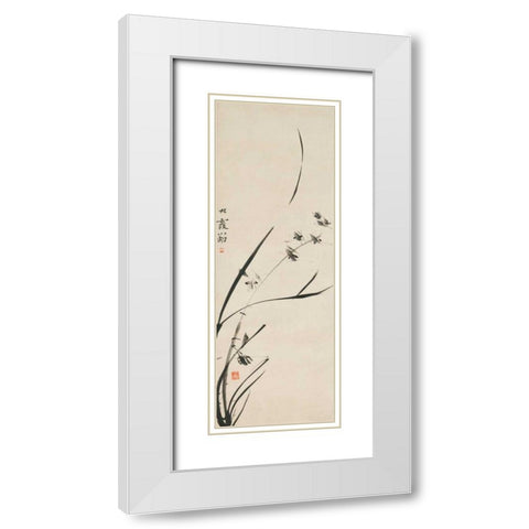 Orchids  White Modern Wood Framed Art Print with Double Matting by Anonymous
