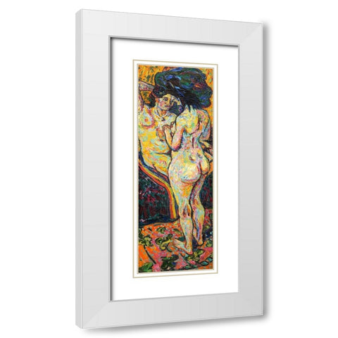 Two Nudes White Modern Wood Framed Art Print with Double Matting by Kirchner, Ernst Ludwig
