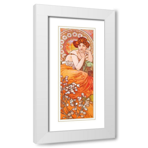 Topaz White Modern Wood Framed Art Print with Double Matting by Mucha, Alphonse