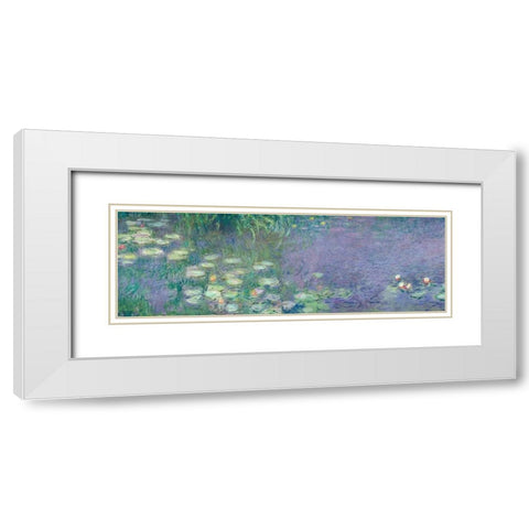 Morning I White Modern Wood Framed Art Print with Double Matting by Monet, Claude