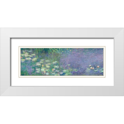 Morning I White Modern Wood Framed Art Print with Double Matting by Monet, Claude