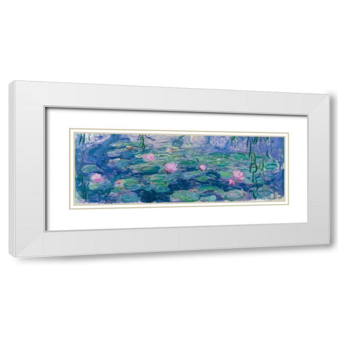 Waterlilies White Modern Wood Framed Art Print with Double Matting by Monet, Claude