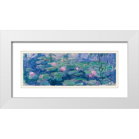 Waterlilies White Modern Wood Framed Art Print with Double Matting by Monet, Claude