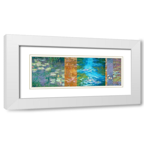 Waterlilies II White Modern Wood Framed Art Print with Double Matting by Monet, Claude
