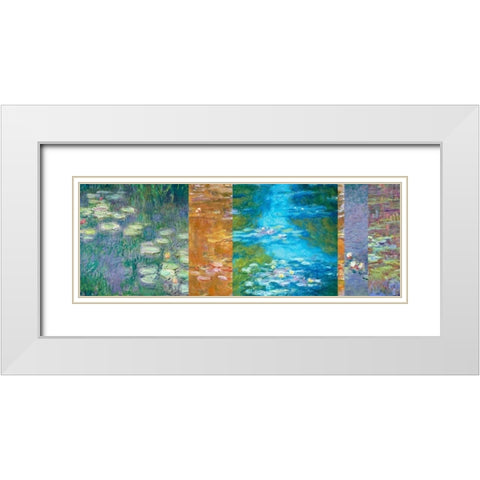 Waterlilies II White Modern Wood Framed Art Print with Double Matting by Monet, Claude
