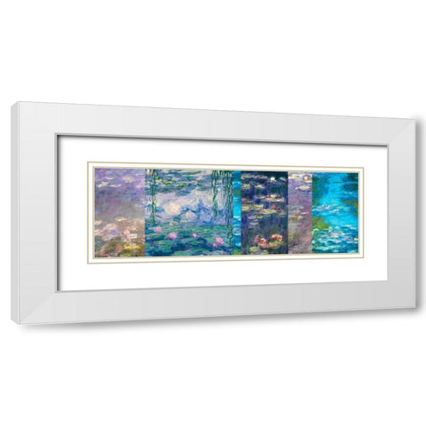 Waterlilies I White Modern Wood Framed Art Print with Double Matting by Monet, Claude