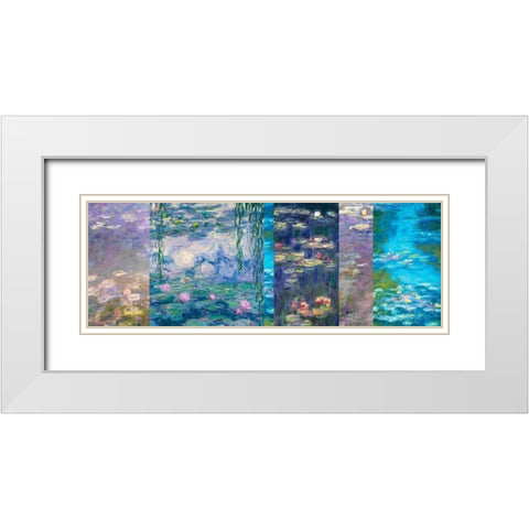 Waterlilies I White Modern Wood Framed Art Print with Double Matting by Monet, Claude