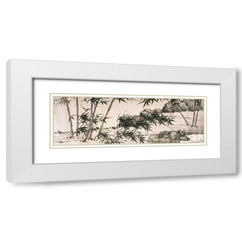 Bamboo under Spring Rain White Modern Wood Framed Art Print with Double Matting by Chang, Xia