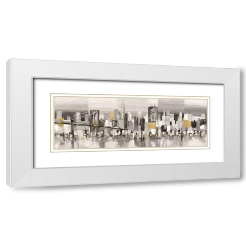 Manhattan and Brooklyn Bridge White Modern Wood Framed Art Print with Double Matting by Florio, Luigi