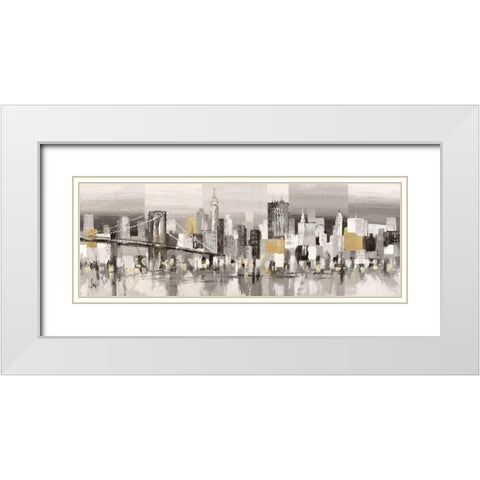Manhattan and Brooklyn Bridge White Modern Wood Framed Art Print with Double Matting by Florio, Luigi