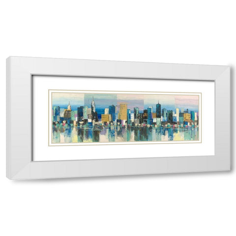 Manhattan Aqua White Modern Wood Framed Art Print with Double Matting by Florio, Luigi