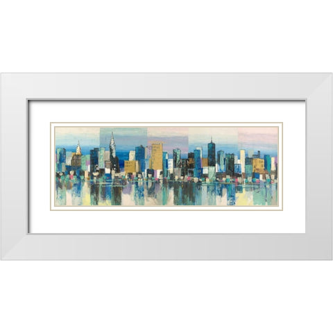 Manhattan Aqua White Modern Wood Framed Art Print with Double Matting by Florio, Luigi