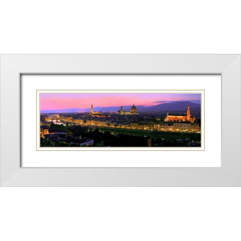 Florence at night White Modern Wood Framed Art Print with Double Matting by Ratsenskiy, Vadim