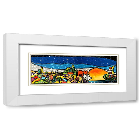 E un romantico tramonto White Modern Wood Framed Art Print with Double Matting by Wallas