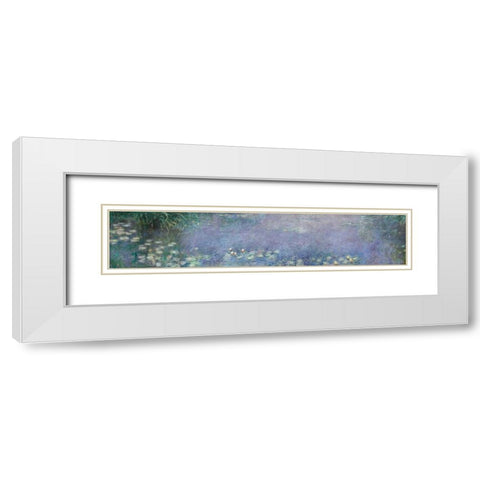 The Water Lilies - Morning White Modern Wood Framed Art Print with Double Matting by Monet, Claude