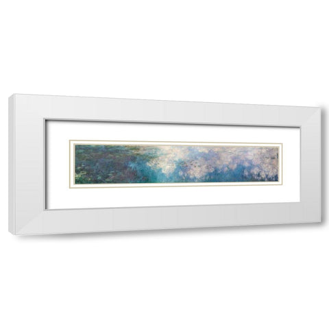 The Water Lilies - The Clouds White Modern Wood Framed Art Print with Double Matting by Monet, Claude