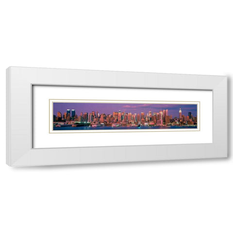 Manhattan Skyline NYC White Modern Wood Framed Art Print with Double Matting by Berenholtz, Richard