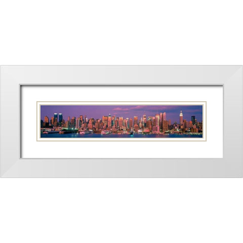 Manhattan Skyline NYC White Modern Wood Framed Art Print with Double Matting by Berenholtz, Richard