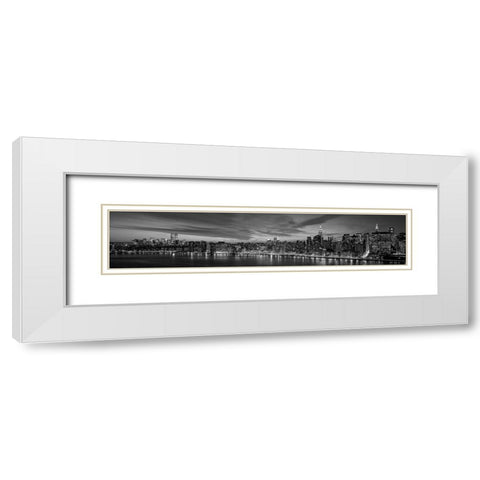 Manhattan Dusk White Modern Wood Framed Art Print with Double Matting by Berenholtz, Richard