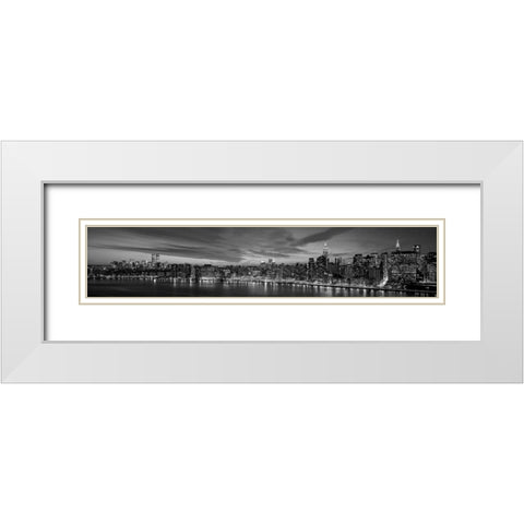 Manhattan Dusk White Modern Wood Framed Art Print with Double Matting by Berenholtz, Richard