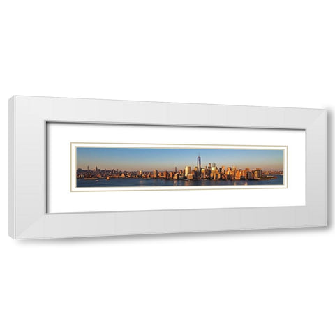 Manhattan and One WTC White Modern Wood Framed Art Print with Double Matting by Berenholtz, Richard