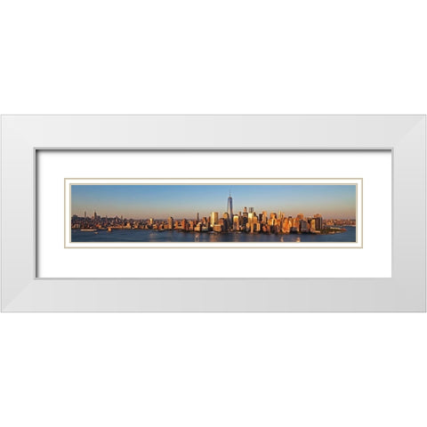 Manhattan and One WTC White Modern Wood Framed Art Print with Double Matting by Berenholtz, Richard