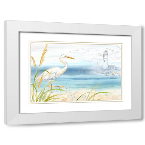 By the Seashore I White Modern Wood Framed Art Print with Double Matting by Coulter, Cynthia