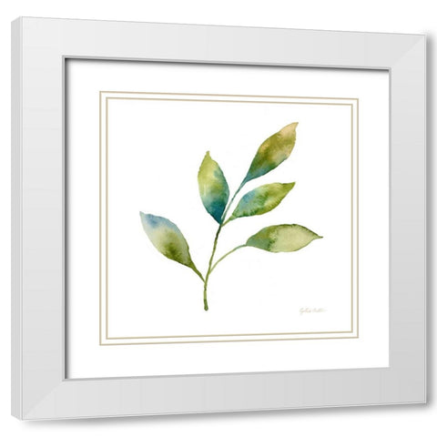Modern Leaf Study on White IV White Modern Wood Framed Art Print with Double Matting by Coulter, Cynthia